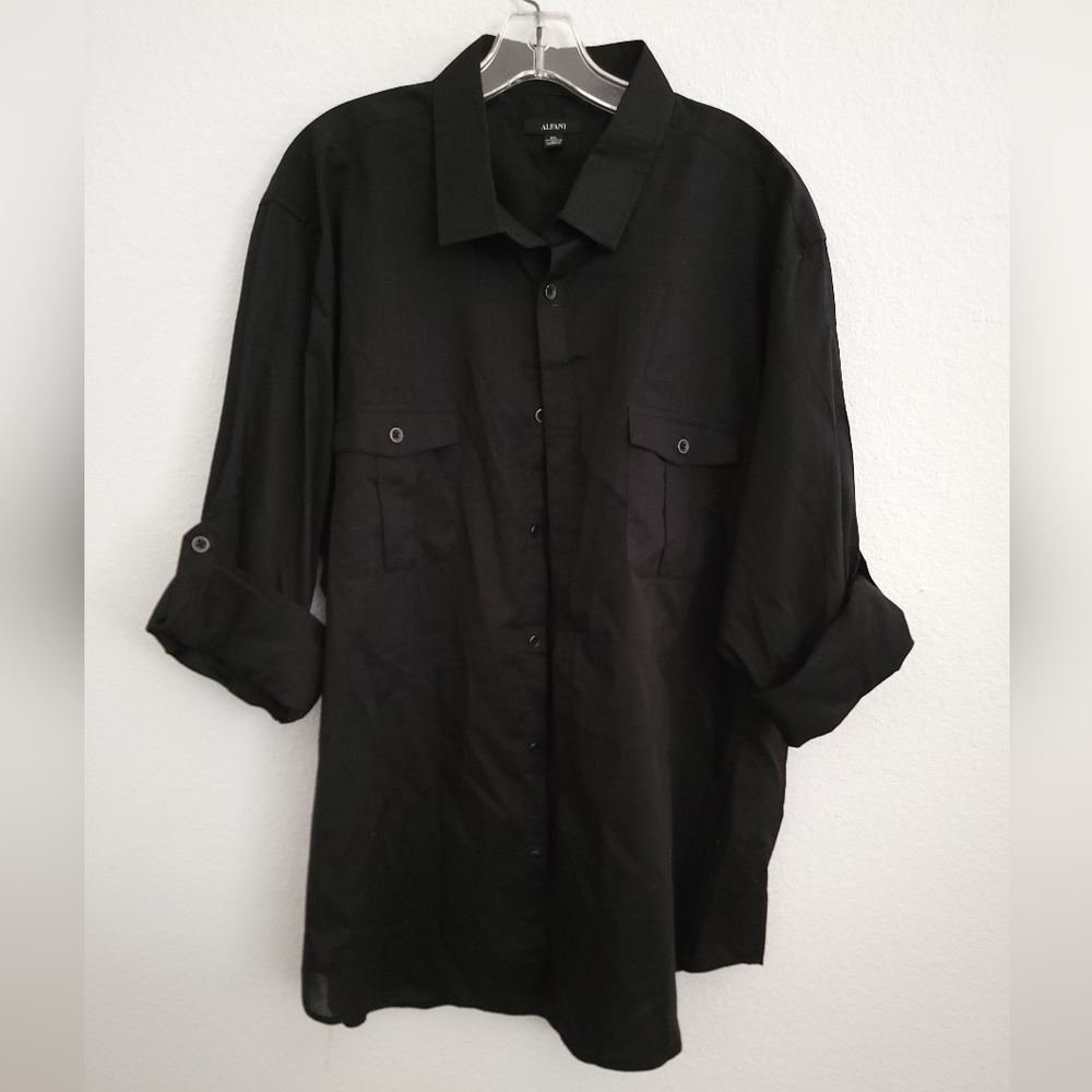 Alfani Men's Deep Black Button Up Dress shirt